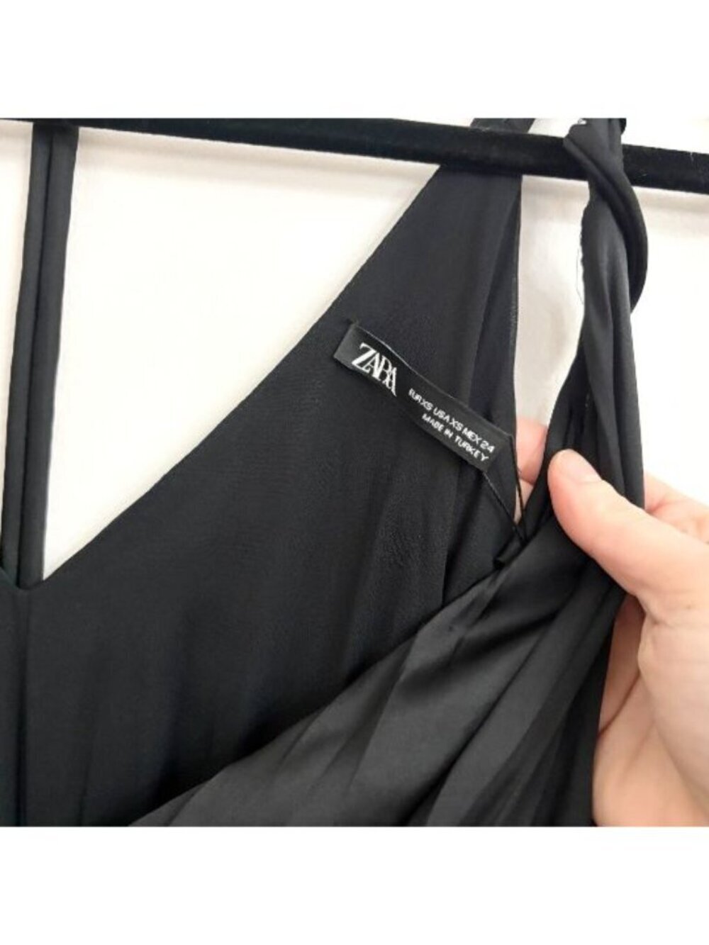 NWT Zara Black Satin Effect Floor Length Black Sleeveless Jumpsuit - Sz XS - Picture 4 of 12